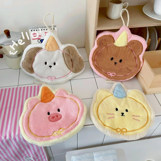 Cute hand towel coral fleece towels strong water absorbing cute animal pattern free gift wrapping free shipping good quality puppy pattern kitchen towel bathroom hand towel dachshund sausage dog kitten pig bear pattern