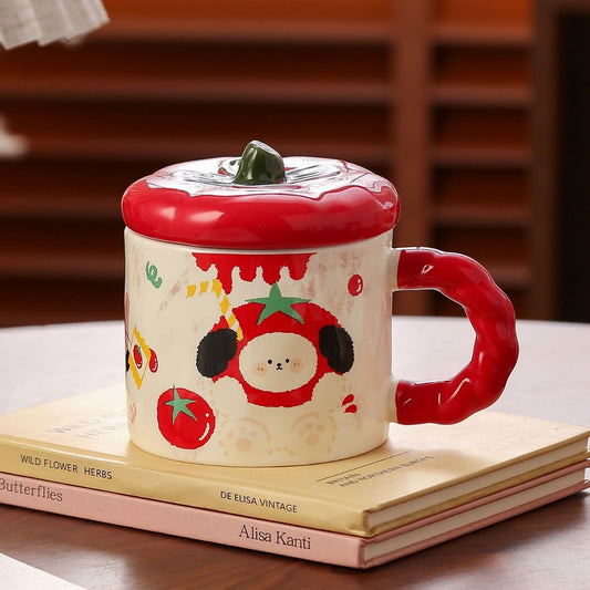 Cute Animal Ceramic Mug with Lid 350ML - Puppy