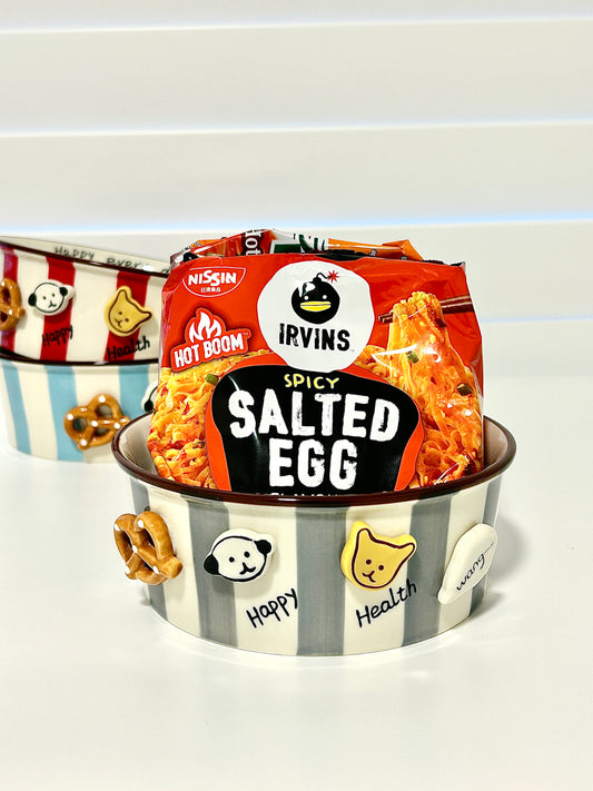 Happy Puppy Ceramic Snack Bowl Short 780ML - Grey