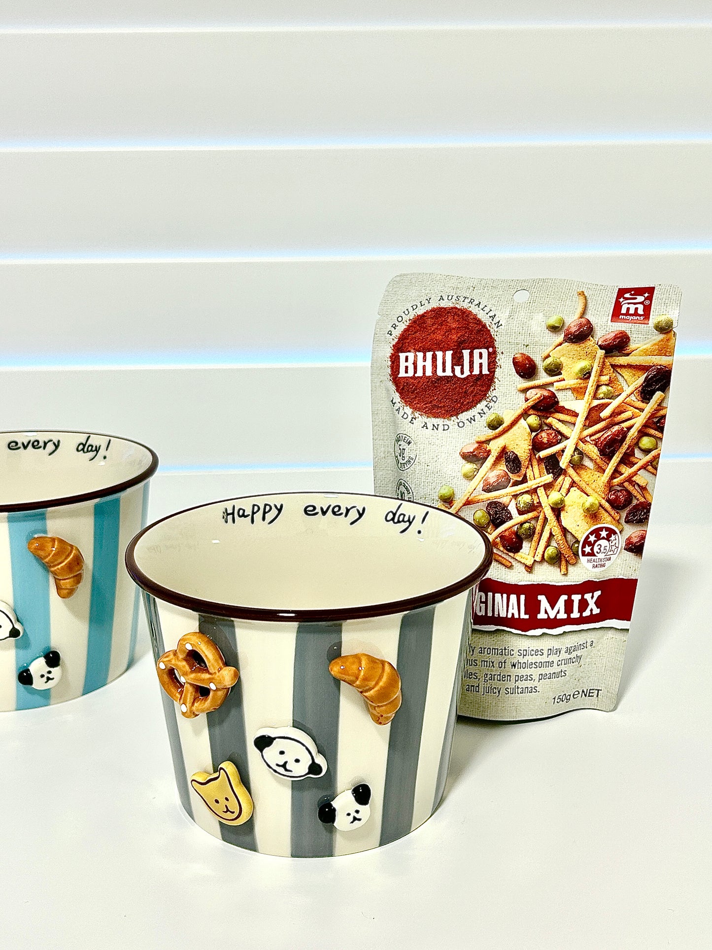 Happy Puppy Ceramic Snack Bowl Tall 1130ML - Grey