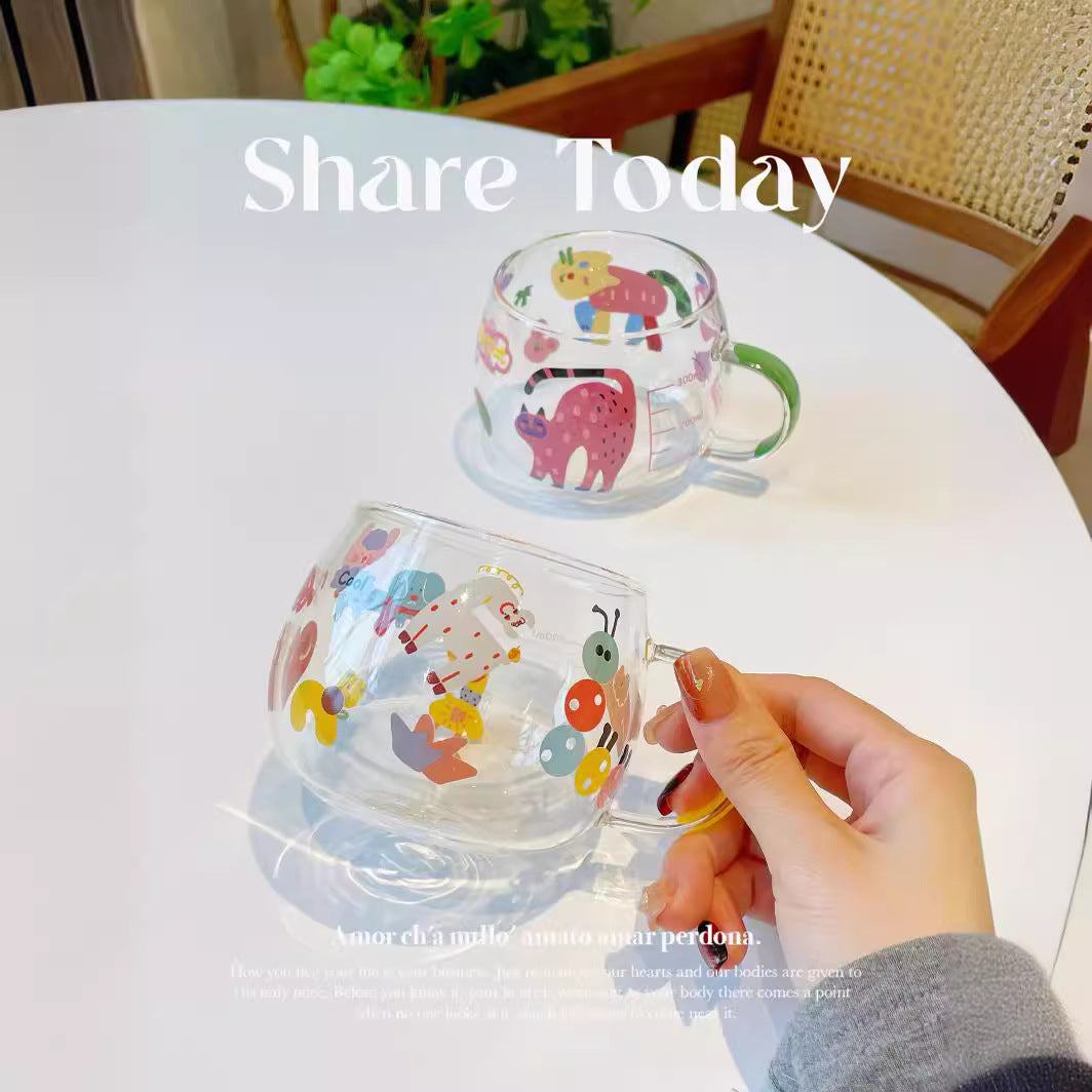 Adorable Animal Glass Mug with handle 300ML - Bear