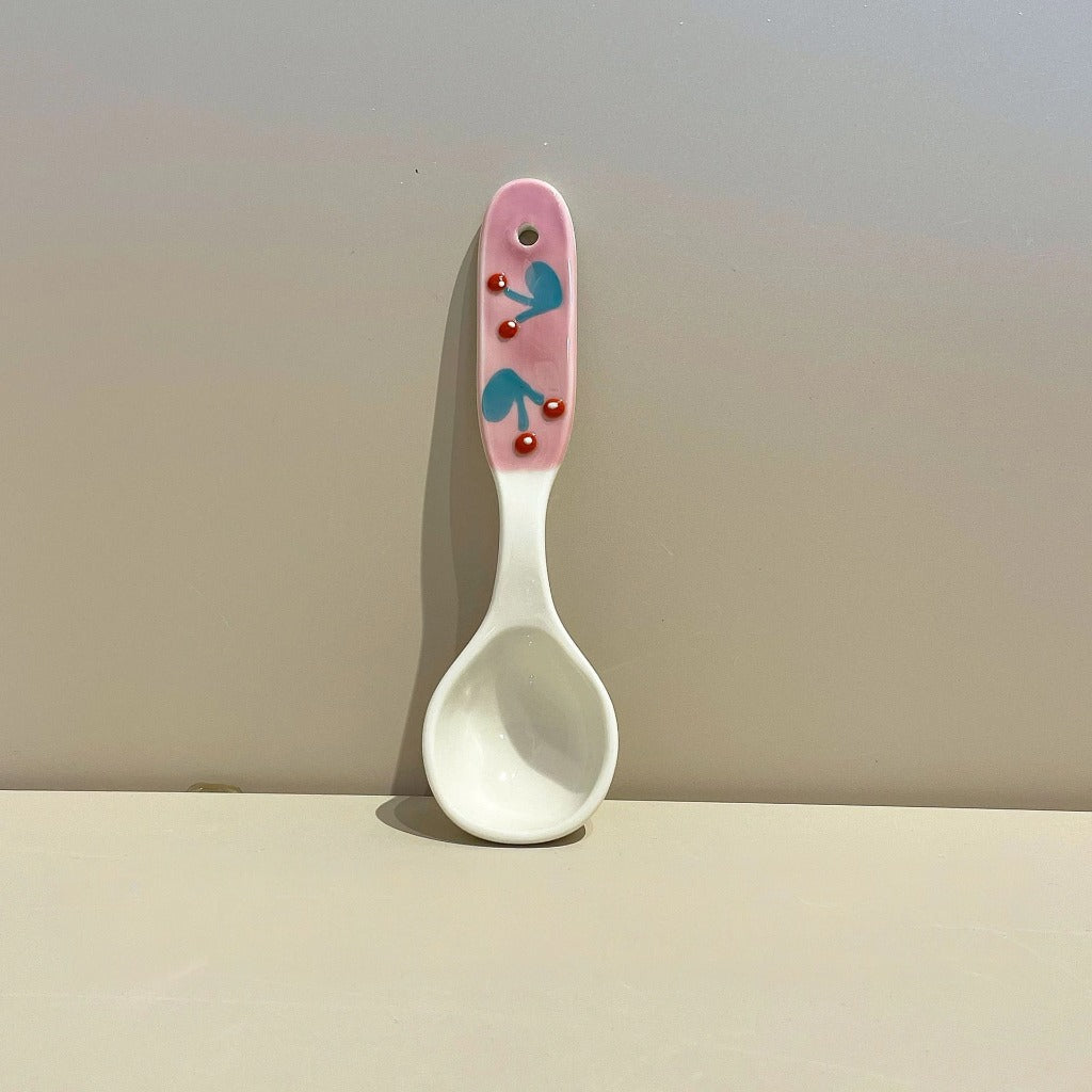 Pink Cherry Ceramic Spoon