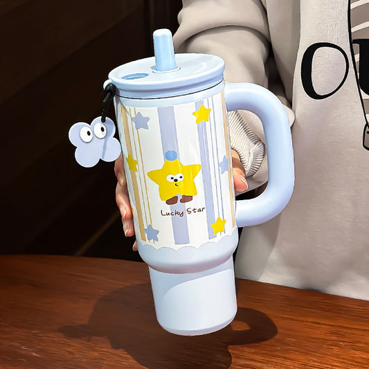 stainless steel gym water bottle
Gym tumbler with straw with straw cap gym water bottle fit in car cup holder thermal insulation sports water bottle with lid