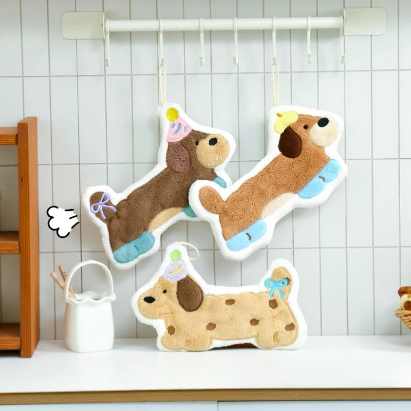 Cute hand towel coral fleece towels strong water absorbing cute animal pattern free gift wrapping free shipping good quality puppy pattern kitchen towel bathroom hand towel dachshund sausage dog
