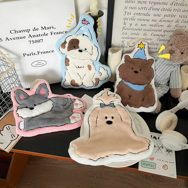 Cute hand towel coral fleece towels strong water absorbing cute animal pattern free gift wrapping free shipping 