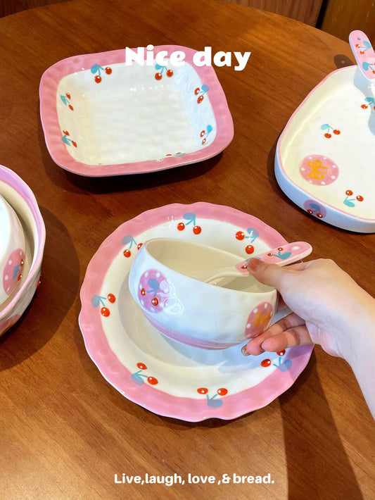Pink Cherry Ceramic Bowl Small