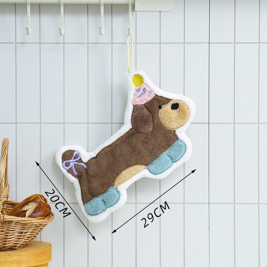 Cute hand towel coral fleece towels strong water absorbing cute animal pattern free gift wrapping free shipping good quality puppy pattern kitchen towel bathroom hand towel dachshund sausage dog
