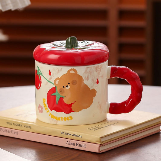 Cute Animal Ceramic Mug with Lid 350ML - Bear
