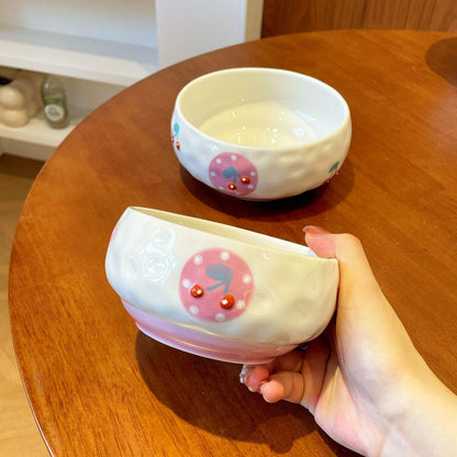 Pink Cherry Ceramic Bowl Large