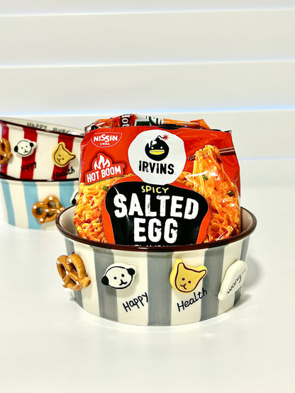 Happy Puppy Ceramic Snack Bowl Short 780ML - Light Blue