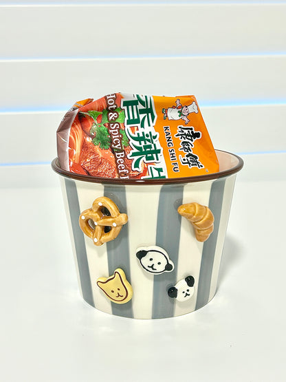 Happy Puppy Ceramic Snack Bowl Tall 1130ML - Grey