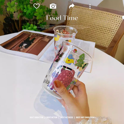 Adorable Animal Glass Mug with handle 400ML - Holiday Cat