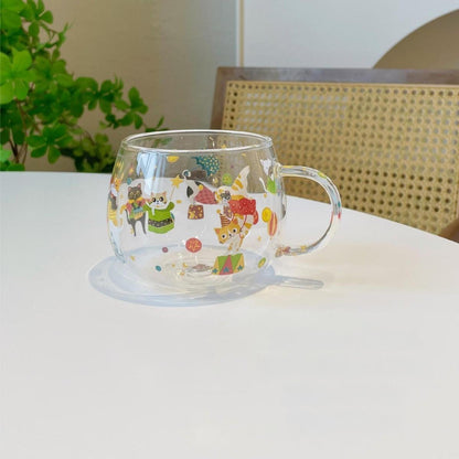 Adorable Animal Glass Mug with handle 300ML - Circus