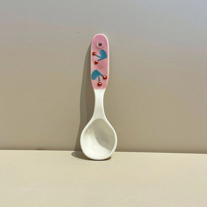 Pink Cherry Ceramic Spoon